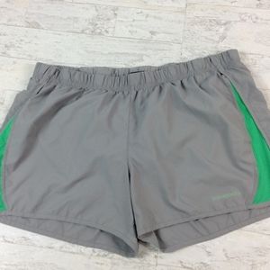 Patagonia green and gray running shorts